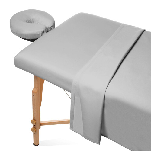 Ensemble de Draps de Table de Massage Microfibre 3 Pièces Saloniture - Couverture de Lit de Beauté Premium - Gris Clair