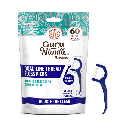 Guru Nanda Basics Dual-Line Thread Floss Picks, 60 Floss Picks