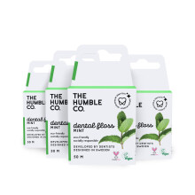 The Humble Co. Dental Floss (4Pack) - Vegansk voksede tandtr?d med xylitol 55 meter voksen- og b?rns floss til tandk?dspleje og tandpleje (mynte)