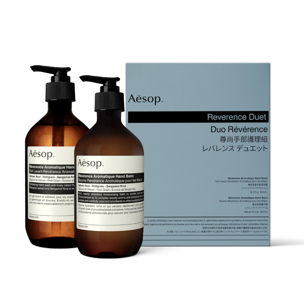 Aesop Kits Reverence Aromatique DUO | Hand Wash + Hand Balm | All Natural Hand Wash & Hand Balm for Dry Cracked Hands | Paraben-Free  Cruelt