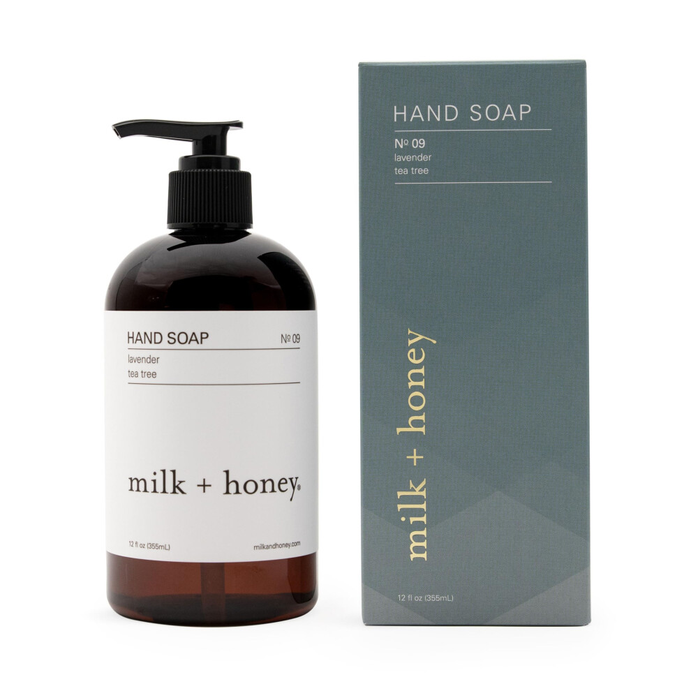 milk + honey Liquid Hand Soap No. 9  Moisturizing Hand Soap with Lavender and Tea Tree  Fresh and Herbaceous Natural Hand Soap  12 Fl Oz