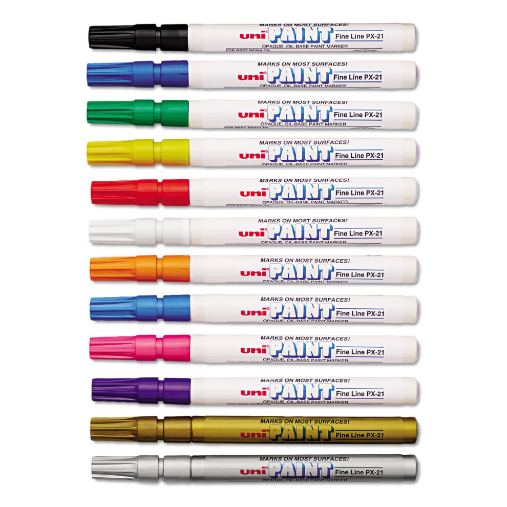 Sanford 63721 Uni-Paint Oil Based Marker  Fine Point  Assorted Inks  12/Set