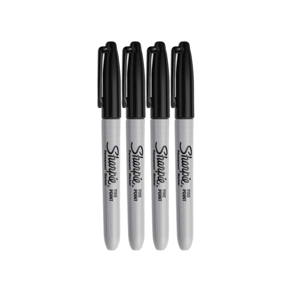 Sharpie Permanent Markers  Fine Point  Black Ink (4-Pack)