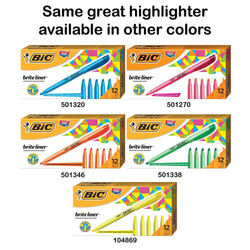 BIC BIC Brite Liner Markers, Chisel Tip, 12-Pack Assorted Kleuren, Ideale Markerset 2