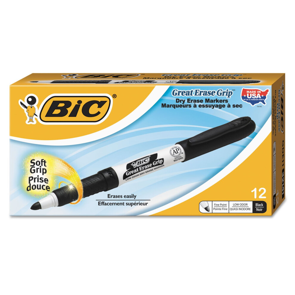 BIC Intensity Dry Erase Markers  Fine Tip  Black  12/Pack (GDE11BLK)