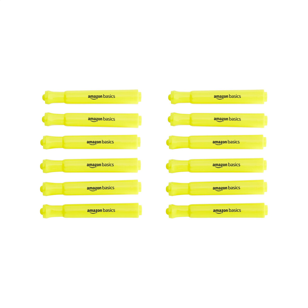 Amazon Basics Tank Style Highlighters - Chisel Tip  Yellow  12-Pack