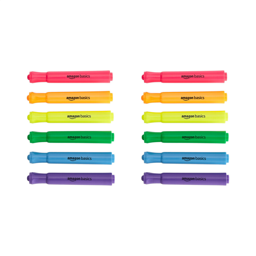 Amazon Basics Tank Style Highlighters - Chisel Tip  Assorted Colors  12-Pack