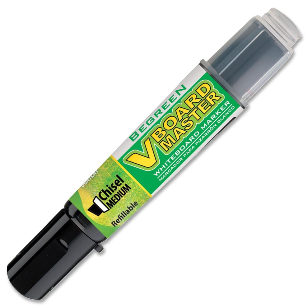 PILOT V Board Master BeGreen Refillable Dry-Erase Markers  Chisel Tip  Black Ink  12 Count