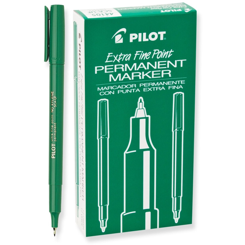 Pilot Extra Fine Point Permanent Markers  Green Ink  12-Pack (44105)