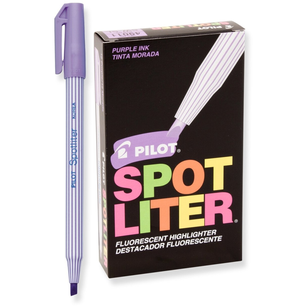 Pilot Spotliter Fluorescent Highlighters  Chisel Tip  Purple  12-Pack (49011)