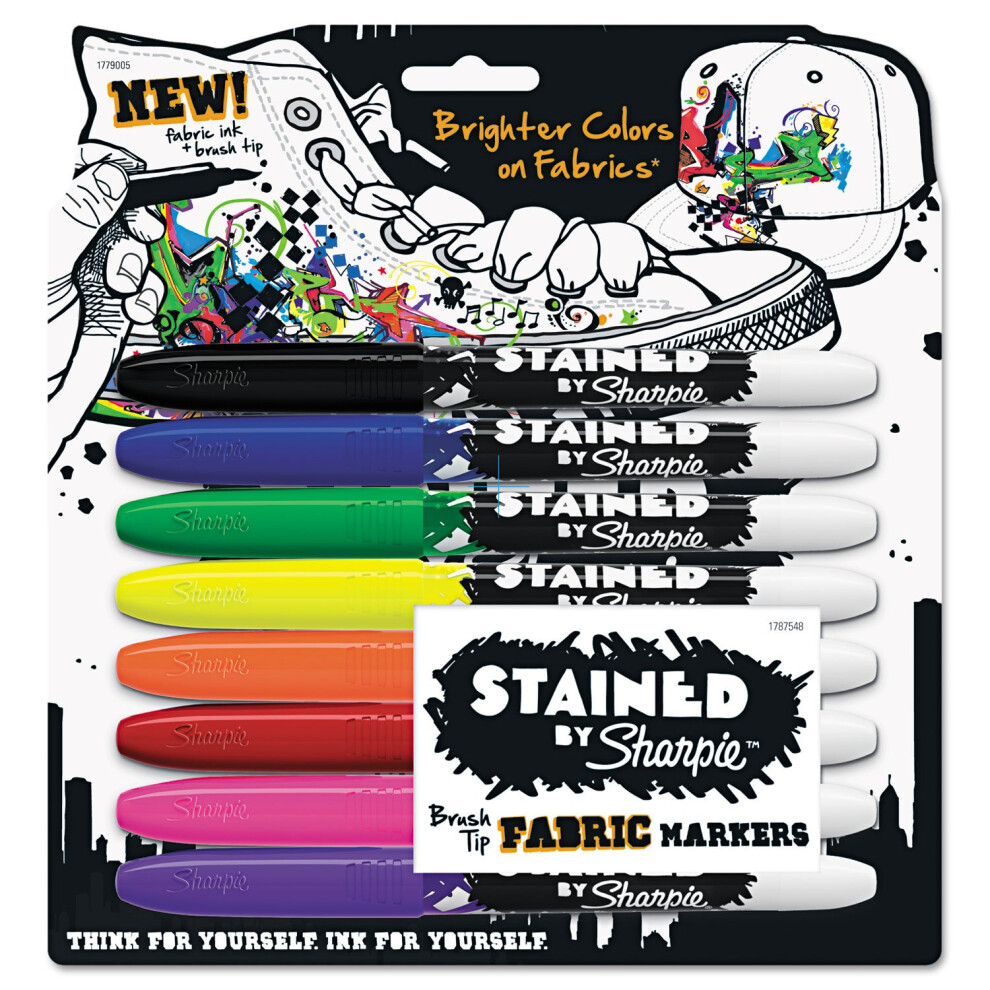 Sharpie 1779005 Stained Permanent Fabric Marker  Assorted  8/Pack