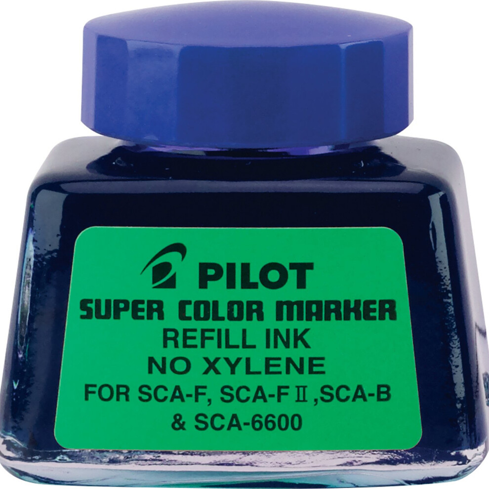 PILOT Super Color Permanent Marker Refill Ink  Xylene-Free  1 Ounce Bottle with Dropper  Blue Ink (48600)