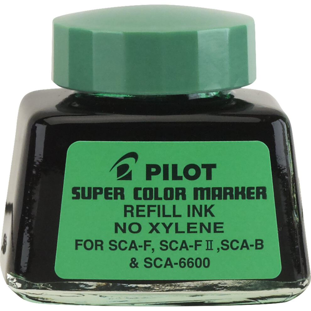 PILOT Super Color Permanent Marker Refill Ink  Xylene-Free  1 Ounce Bottle with Dropper  Green Ink (48800)