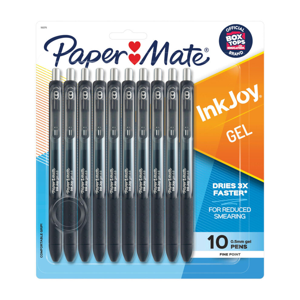 Paper Mate InkJoy Gel Pens  Fine Point  Black  10 Count