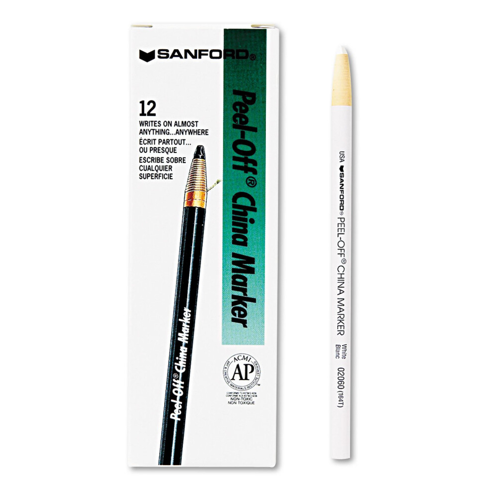 Sharpie 2060 Peel-Off China Markers White Dozen