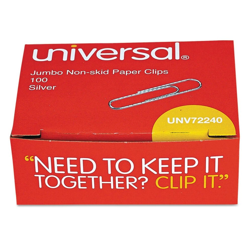 Universal 72240 Nonskid Paper Clips  Wire  Jumbo  Silver  1000/Pack