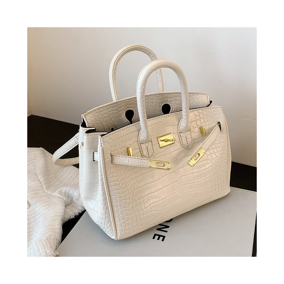 (White) Pattern Crocodile Fashionforward Tote Bag For Women Elegant And Soft Handbag Ideal For Casual And Formal Outfits