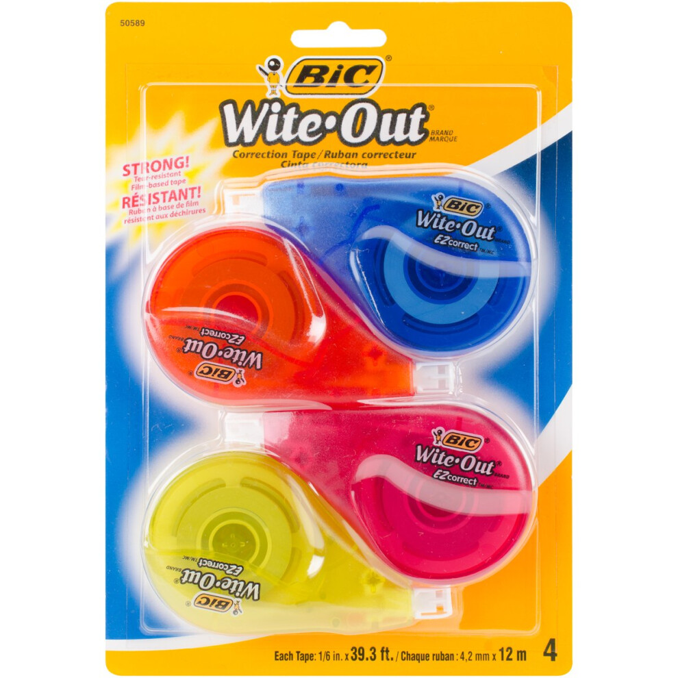 Wholesale CASE of 15 - Bic Wite-Out Brand Correction Tape-Correction Tape  1/5""x39.9'  Single Line  4/PK  White