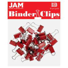JAM PAPIR Farverige bindeklips - ekstra sm? - 3/5 tommer (15 mm) - r?de bindeclips - 30/pakke