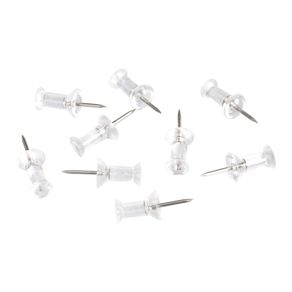 Amazon Basics Push Pins Tacks  Clear Plastic Head  Steel Point  100-Pack