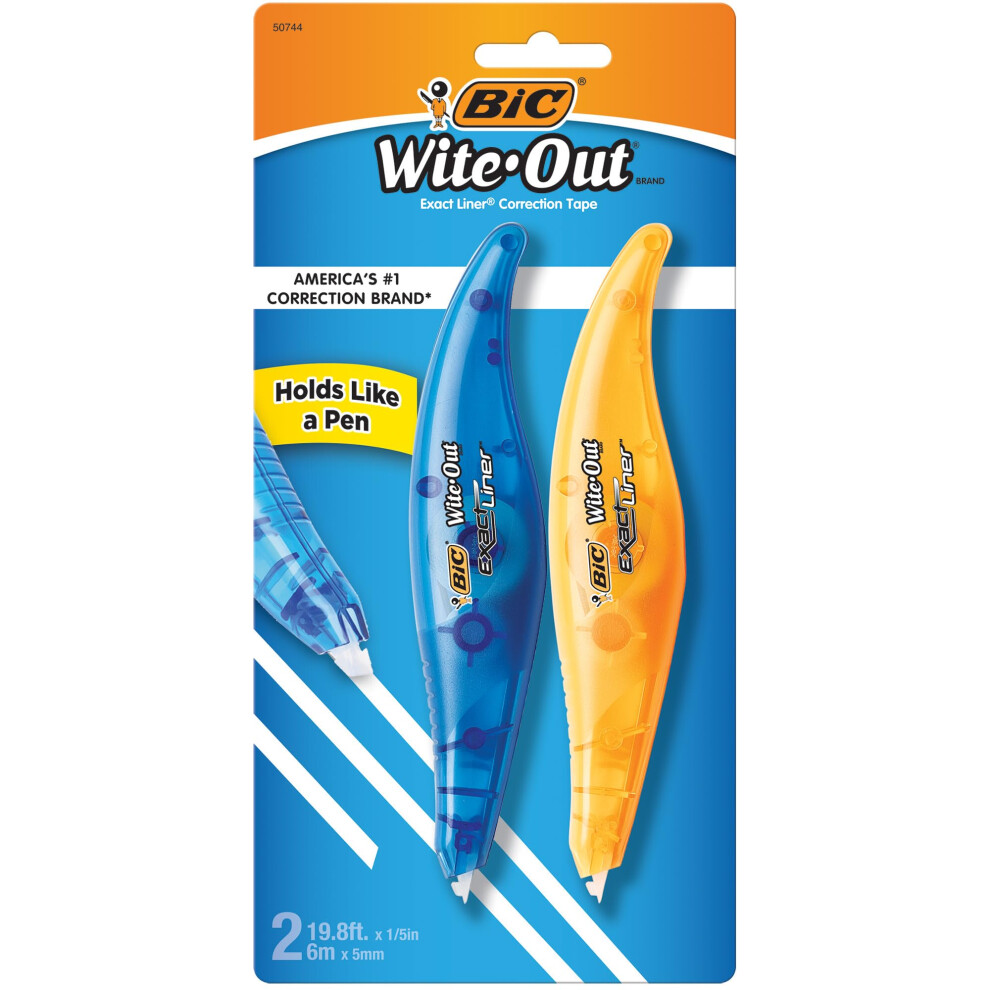 BIC Wite-Out Brand Exact Liner Correction Tape  White  2-Count