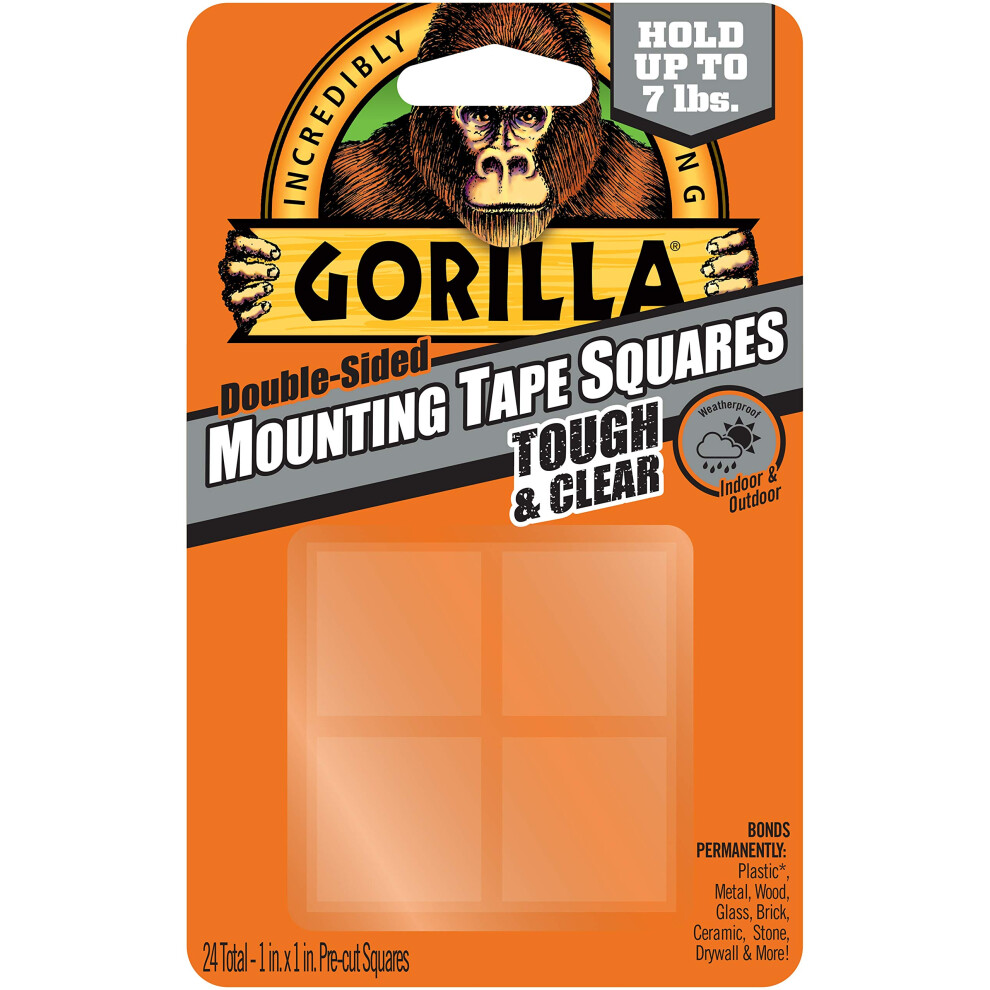 Gorilla Glue Gorilla Double-Sided Mounting Squares 24/Pkg-Clear 1""X1""