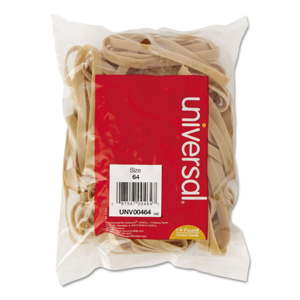 Universal 00464 Rubber Bands  Size 64  3-1/2 x 1/4  80 Bands/1/4lb Pack (UNV00464)