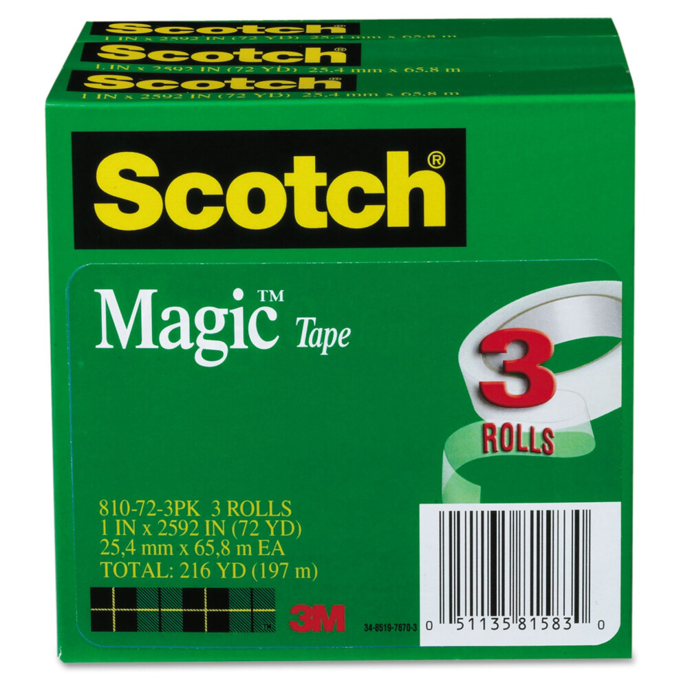 Scotch 810723PK Magic Tape Refill  1-Inch x 2592-Inch  3-Inch Core  3/Pack