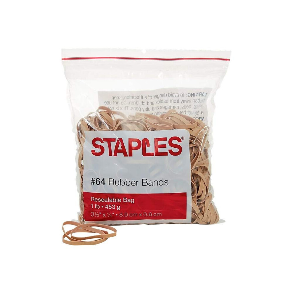 Staples Economy Rubber Bands  Size #64  3-1/2 x 1/4-inches  1-Pound Bag