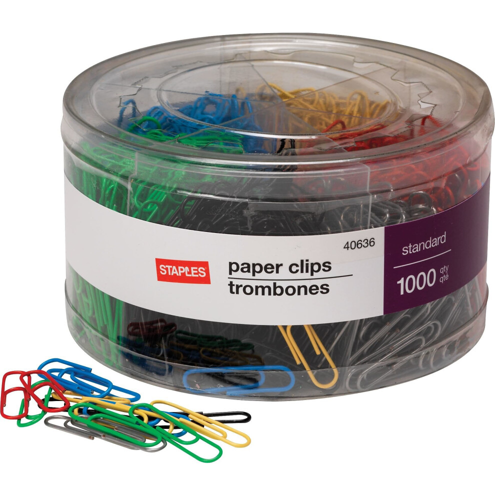 Staples; #1 Size Vinyl-Coated Paper Clips  1000/Tub