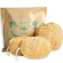 Esponja exfoliante de lufa natural (paquete de 4) - Depurador corporal orgnico - Luffa de ducha biodegradable
