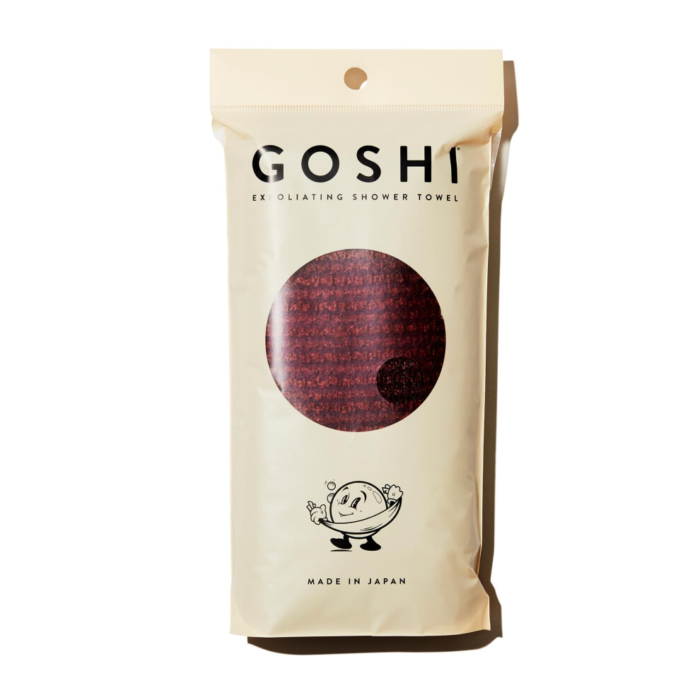 Serviette de douche exfoliante GOSHI - Gant de toilette exfoliant r?sistant aux d?chirures pour tous types de peau - Rouge brique - Fabriqu? au Japon