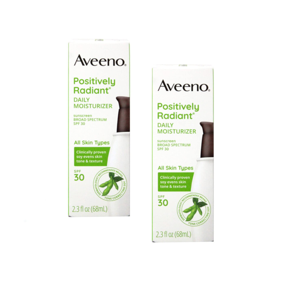 2 Pack - Aveeno Positively Radiant Daily Face Moisturizer SPF 30  2.3 Fl. Oz.