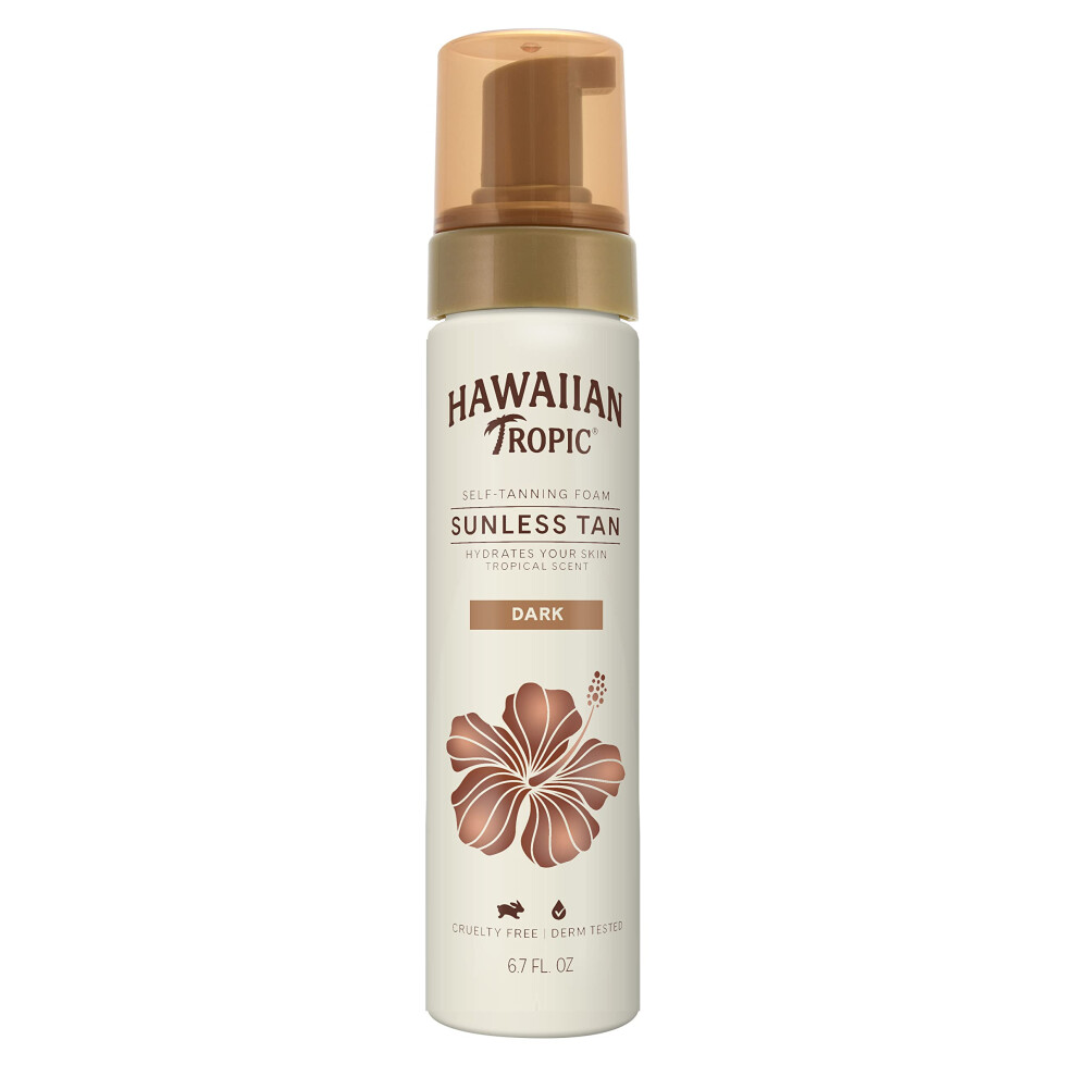 Hawaiian Tropic Sunless Tan Dark Self-Tanning Foam  6.7oz | Self Tanner Dark  Sunless Tanner  Sunless Tanning Foam  6.7oz