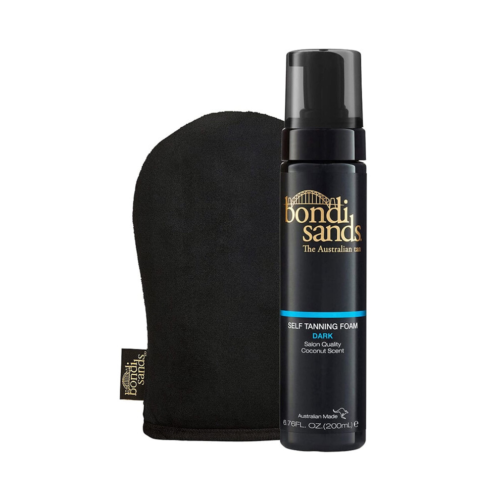 Bondi Sands Dark Self Tanning Foam + Application Mitt | Includes Lightweight Sunless Foam + Reusable Mitt for a Flawless Finish ($30 Value)