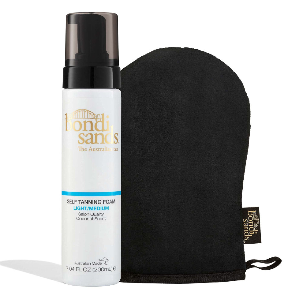 Bondi Sands Light/Medium Self Tanning Foam + Application Mitt | Includes Lightweight Sunless Foam + Reusable Mitt for a Flawless Finish ($30