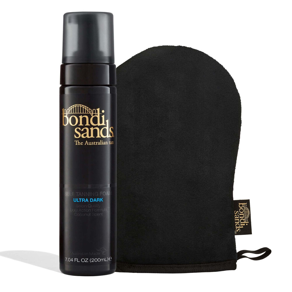 Bondi Sands Ultra Dark Self Tanning Foam + Application Mitt | Includes Lightweight Sunless Foam + Reusable Mitt for a Flawless Finish ($32 V