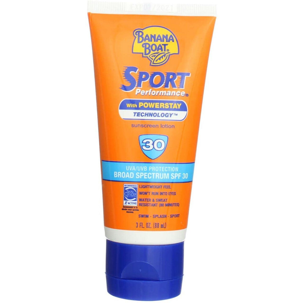 Banana Boat Sport Performance Sunscreen Lotion Travel Size SPF 30  3 Oz