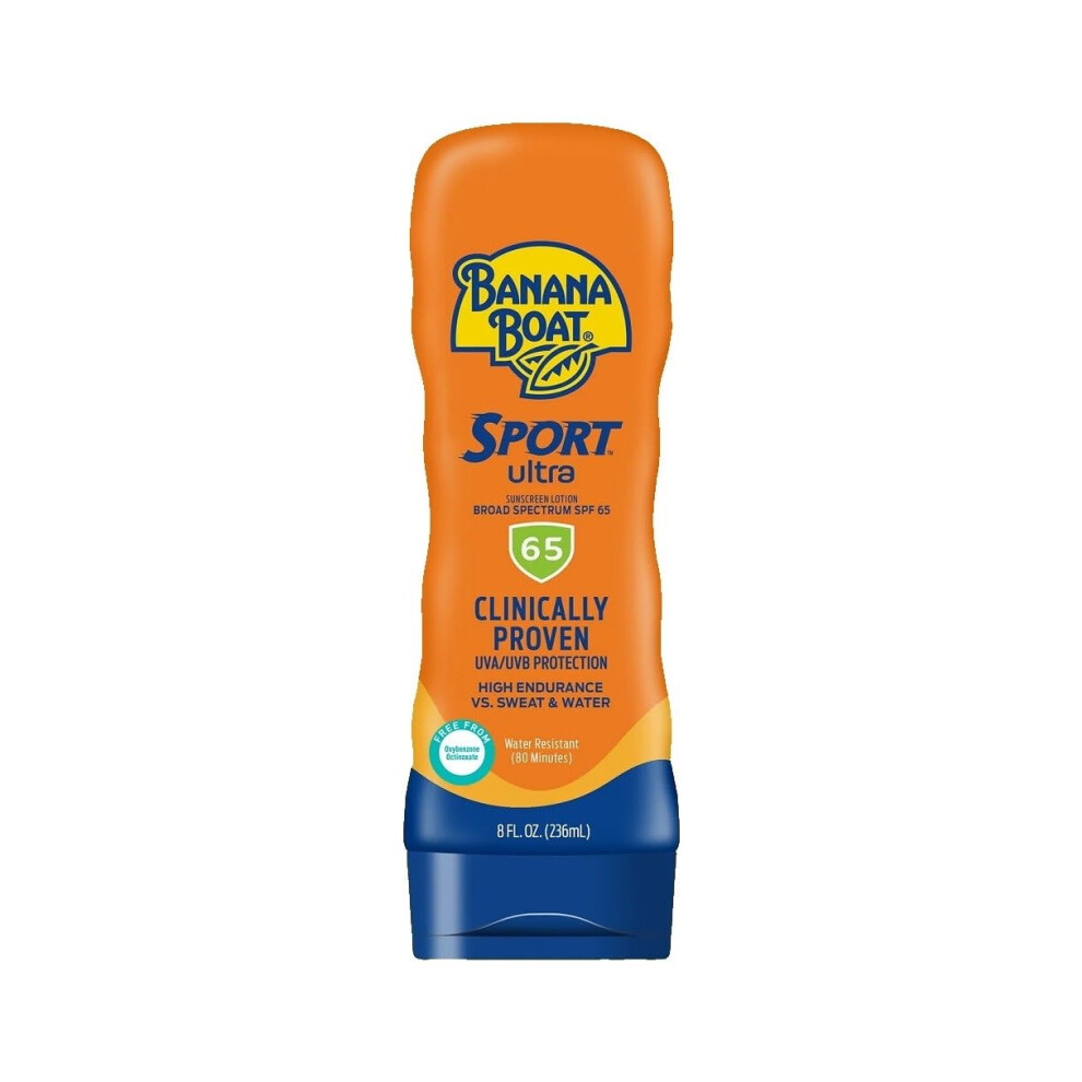 Banana Boat Sport Ultra SPF 65 Sunscreen Lotion  8oz | Banana Boat Sunscreen SPF 65 Lotion  Oxybenzone Free Sunscreen  Banana Boat Lotion Su