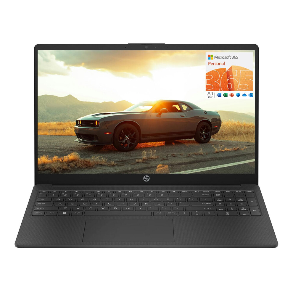 HP 15.6"" Portable Laptop (Include 1 Year Microsoft 365)  HD Display  Intel Quad-Core N200 Processor  8GB RAM  128GB Storage  Wi-Fi 6  Webca