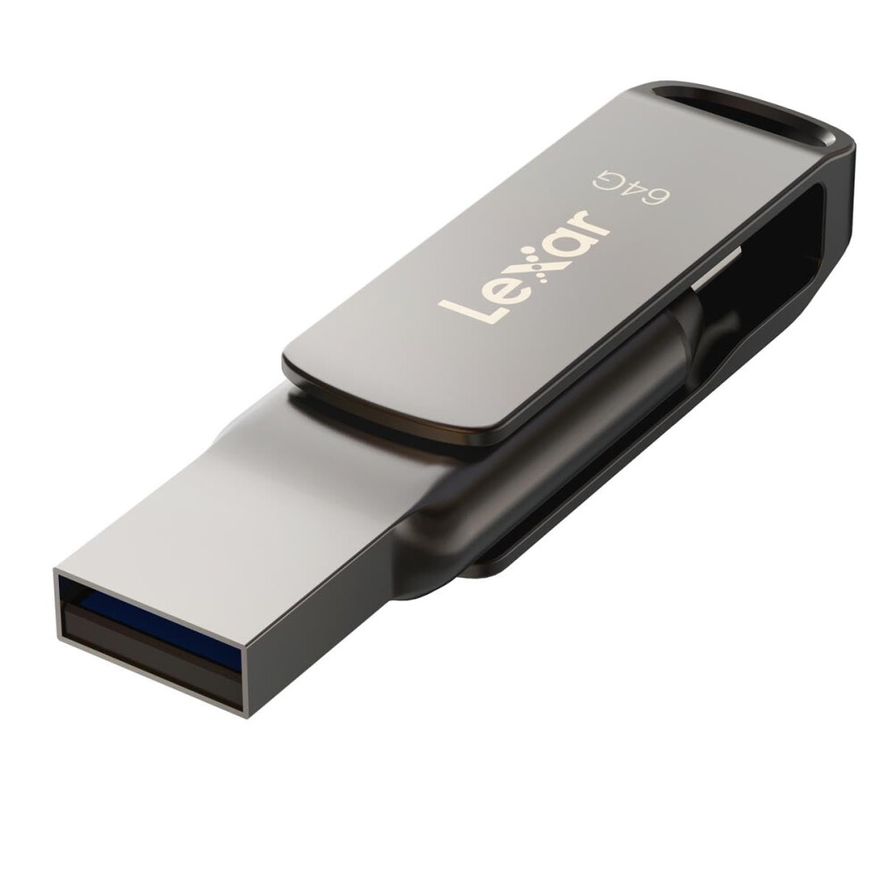 Lexar 64GB JumpDrive Dual Drive D400 USB 3.1 Type-C and Type-A Flash Drive for Storage Expansion and Backup  Up to 130MB/s Read  Metal Housi