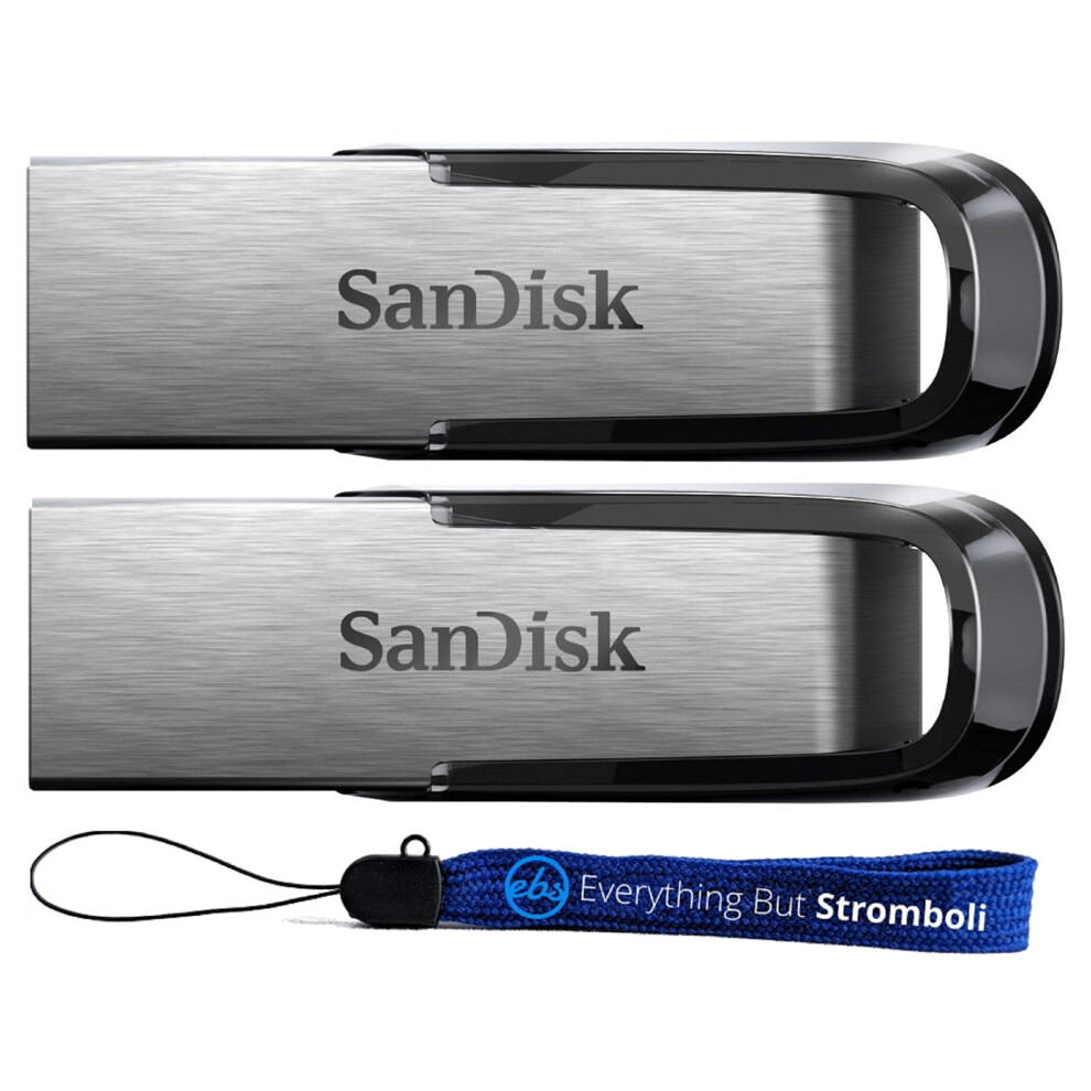 SanDisk Ultra Flair USB (2 Pack) 3.0 32GB Flash Drive High Performance SDCZ73-032G-G46 - with (1) Everything But Stromboli (tm) Lanyard