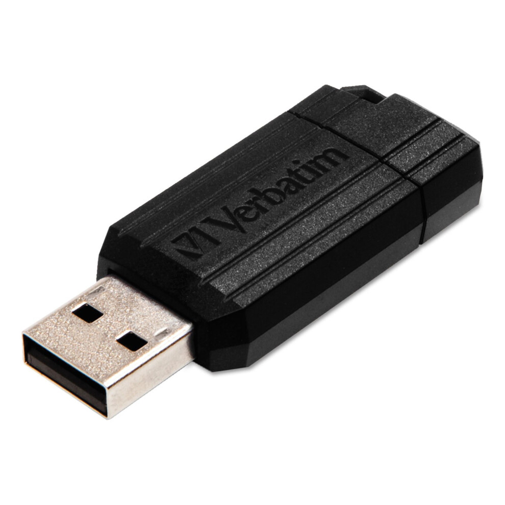 Verbatim 16GB Pinstripe USB 2.0 Flash Drive Retractable Thumb Drive - Black