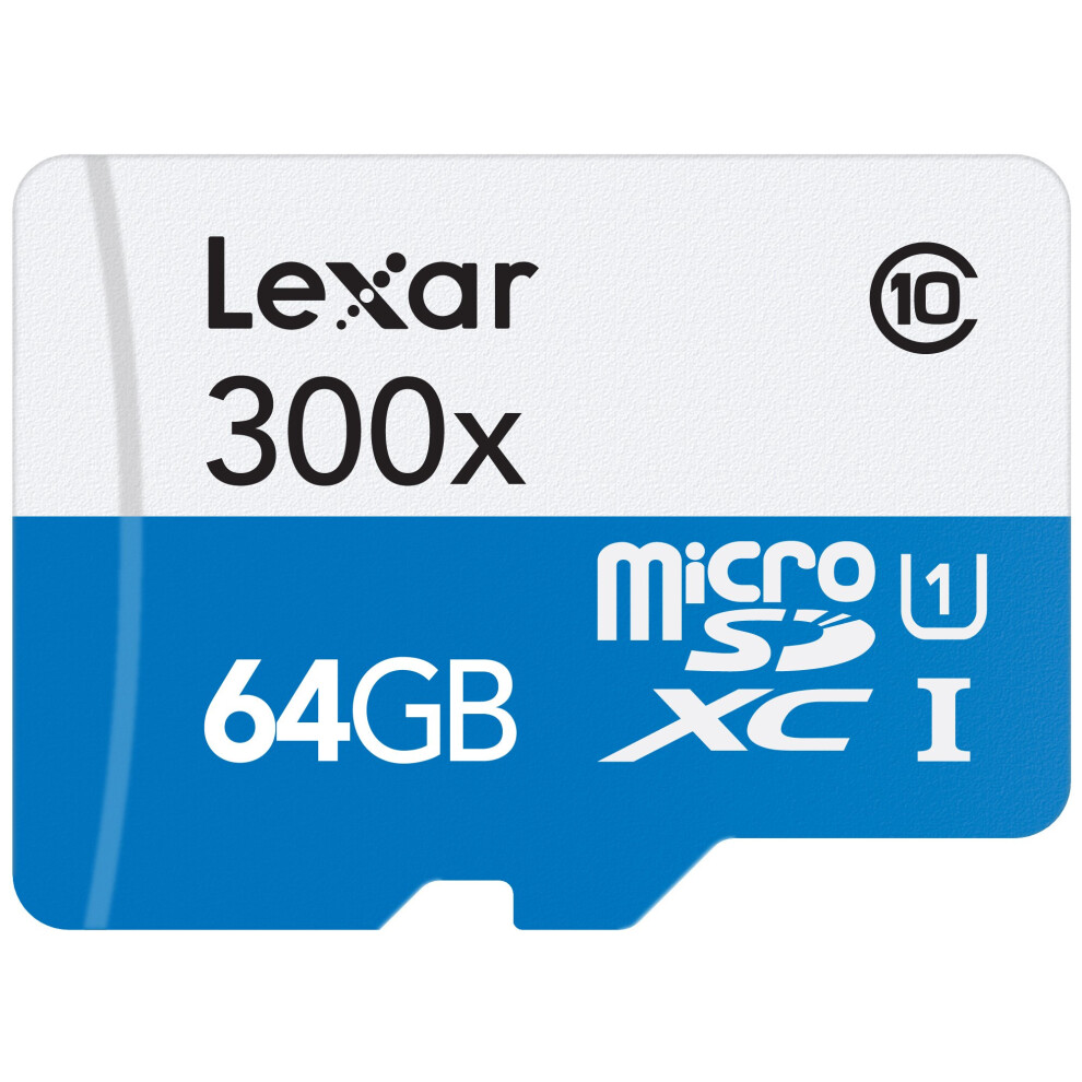 Lexar High-Performance microSDXC 300x 64GB UHS-I/U1 w/Adapter Flash Memory Card - LSDMI64GB1NL300A