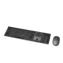 Amazon Basics Rechargeable Wireless Keyboard and Mouse Combo - Ultra Slim Quiet Full Size Keyboard with Number Pad QWERTY 2 Count (Pack o