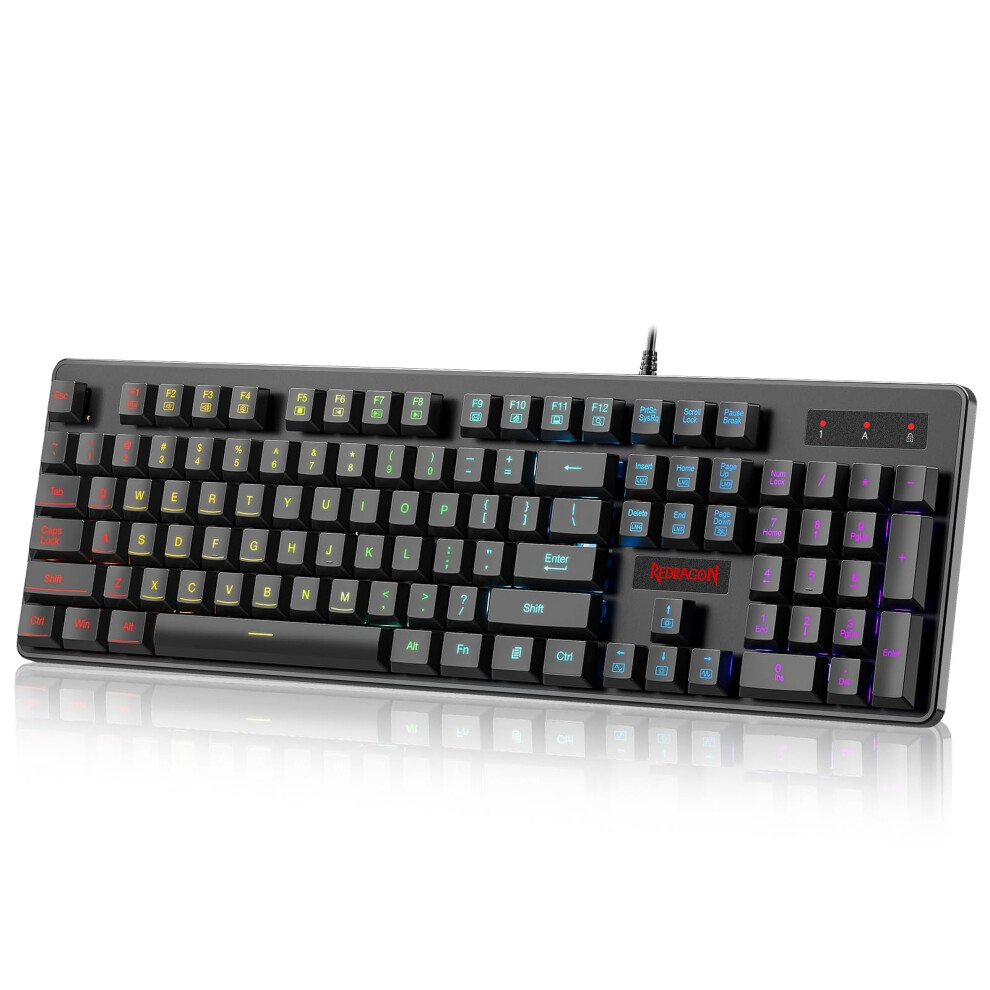 Redragon K509 RGB-Backlit Gaming Keyboard 104 Keys Wired Mechanical Feeling Low Profile Quiet Keyboard  Spill-Resistant  Anti-Ghosting  Comp