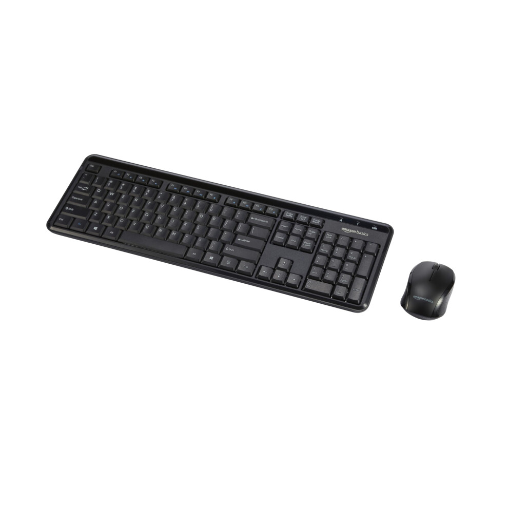 Amazon Basics 2.4GHz Wireless Computer Keyboard and Mouse Combo  Quiet and Compact US Layout (QWERTY)  Black