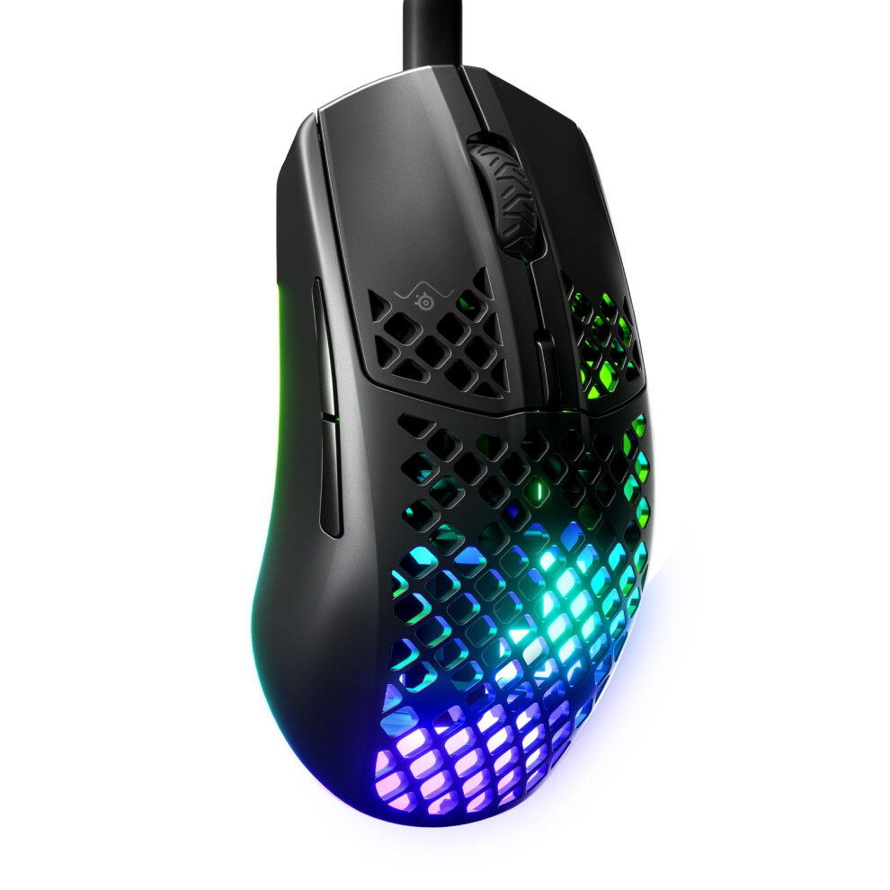 SteelSeries Aerox 3 - Holey RGB Gaming Mouse - Ultra-lightweight Water Resistant Design - 8 500 DPI TrueMove Core Optical Sensor - Onyx