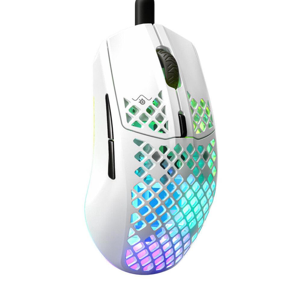 SteelSeries Aerox 3 - Holey RGB Gaming Mouse - Ultra-lightweight Water Resistant Design - 8 500 DPI TrueMove Core Optical Sensor - Snow