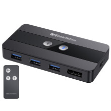 Cable Matters USB 3.0 KVM Switch DisplayPort 1.4 for 2 Computers with 8K@60Hz / 4K@120Hz Display Port Video & 3X 5Gbps USB Ports FreeSync